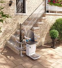 Outdoor stairlift installed on external garden steps
