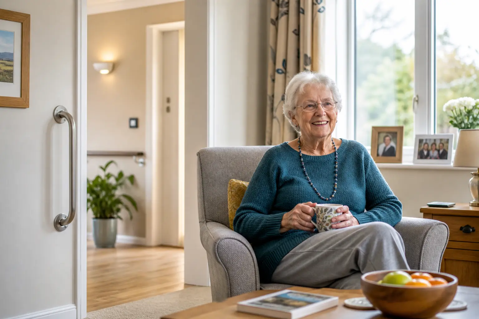 Older adult at home with practical adaptations in place